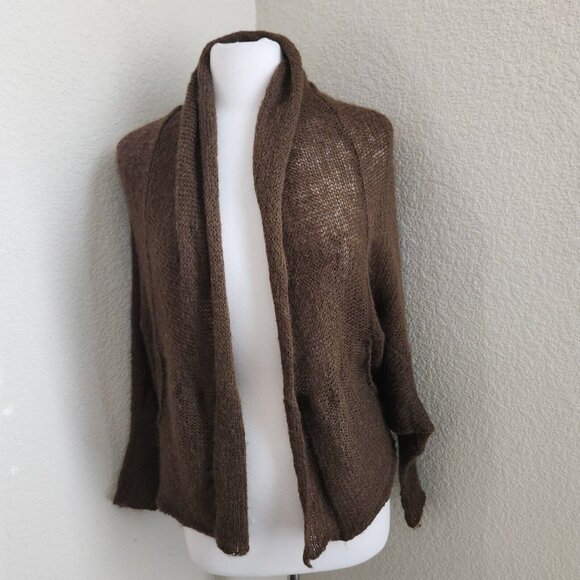 Wooden Ships Open Cardigan Shrug Sweater Women’s Size S/M Wool Mohair Brown - Picture 11 of 12